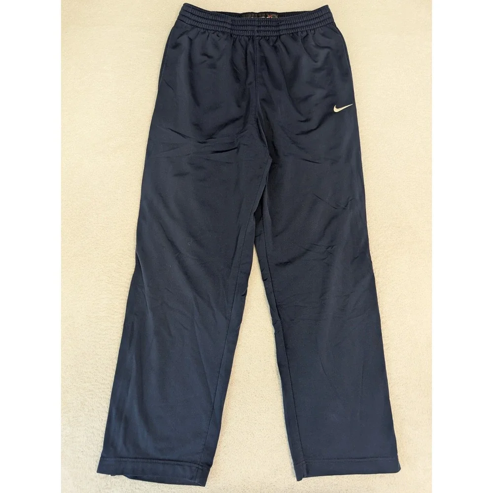 Vintage Y2K Nike Gray Tag Basketball Sweatpants Navy Blue Medium Waist Zip Ankle